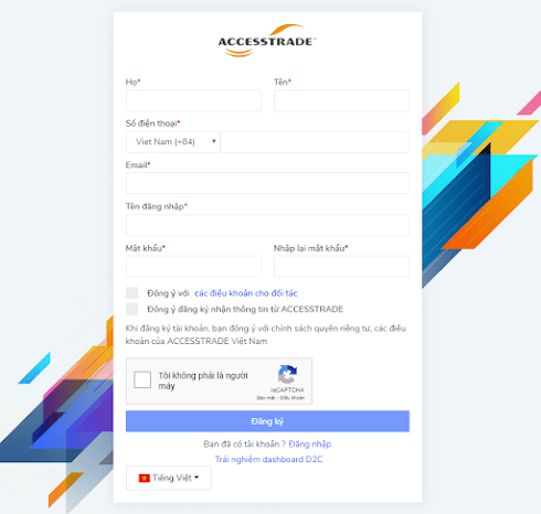 Đăng ký tài khoản accesstrade