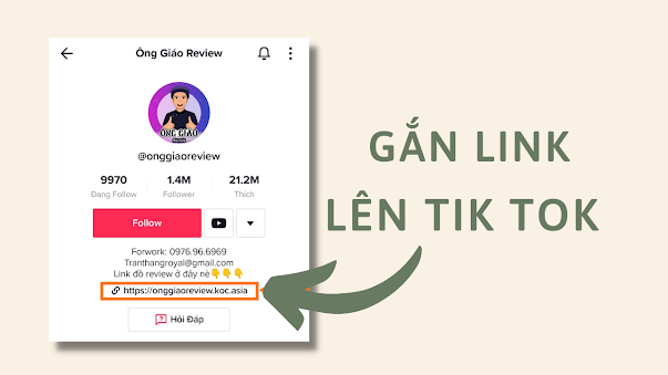 gắn link vào trang cá nhân tiktok
